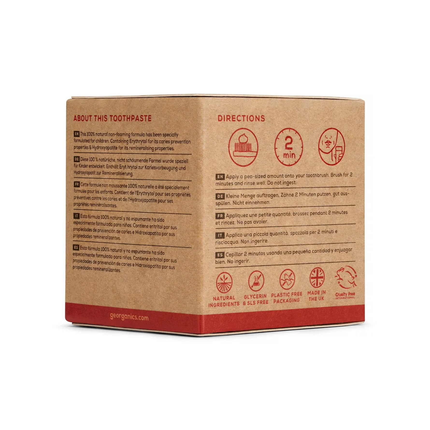 Georganics KIDSzahnpasta GeoKids, Erdbeere, ohne Fluorid 60ml Georganics KIDSzahnpasta GeoKids, Erdbeere, ohne Fluorid 60ml