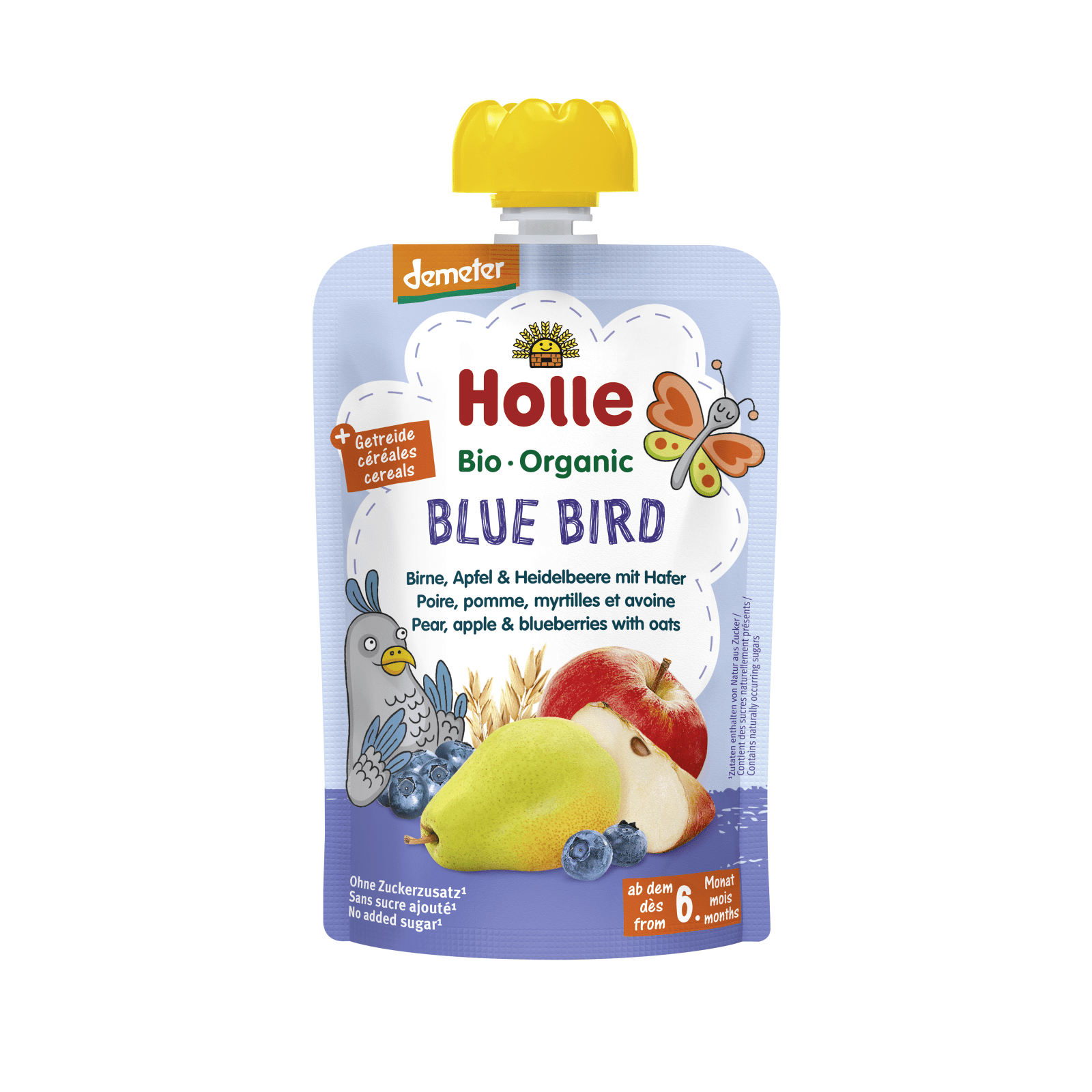 Blue Bird - Pouchy Birne, Apfel & Heidelbeer mit Hafer, 100g